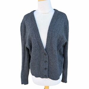 Jenni Kayne Boyfriend Cardigan Charcoal Gray V-Neck Med‎ Cashmere Wool Soft GUC